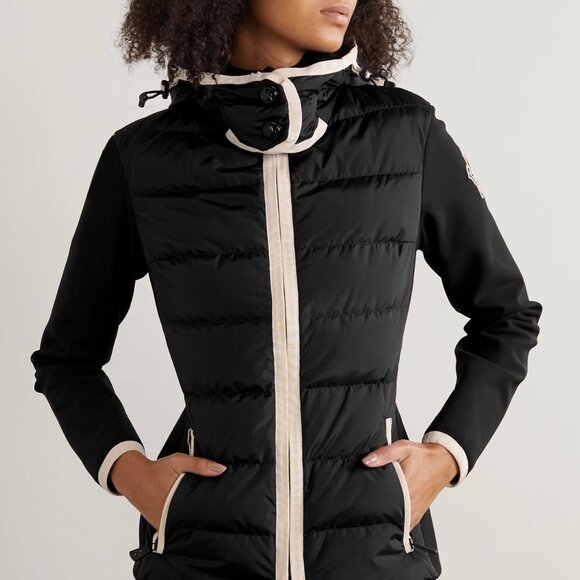 Hooded paneled twill and quilted stretch-shell down jacket - Picture 2 of 15